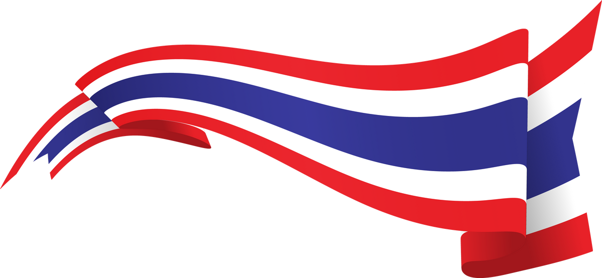 Thai Flag wave Ribbon Realistic Thailand